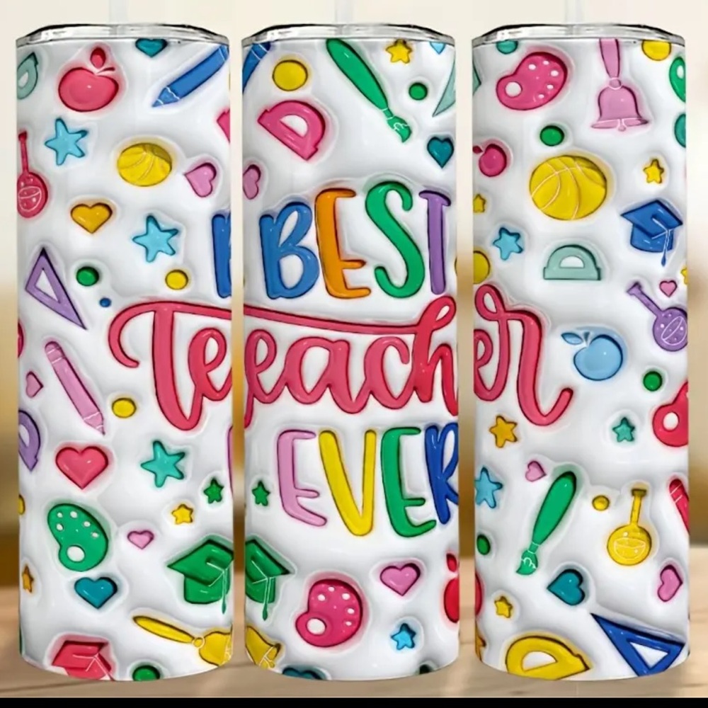 ONE 20 oz Colorful Teacher Appreciation Tumbler NEW / BEST TEACHER EVER